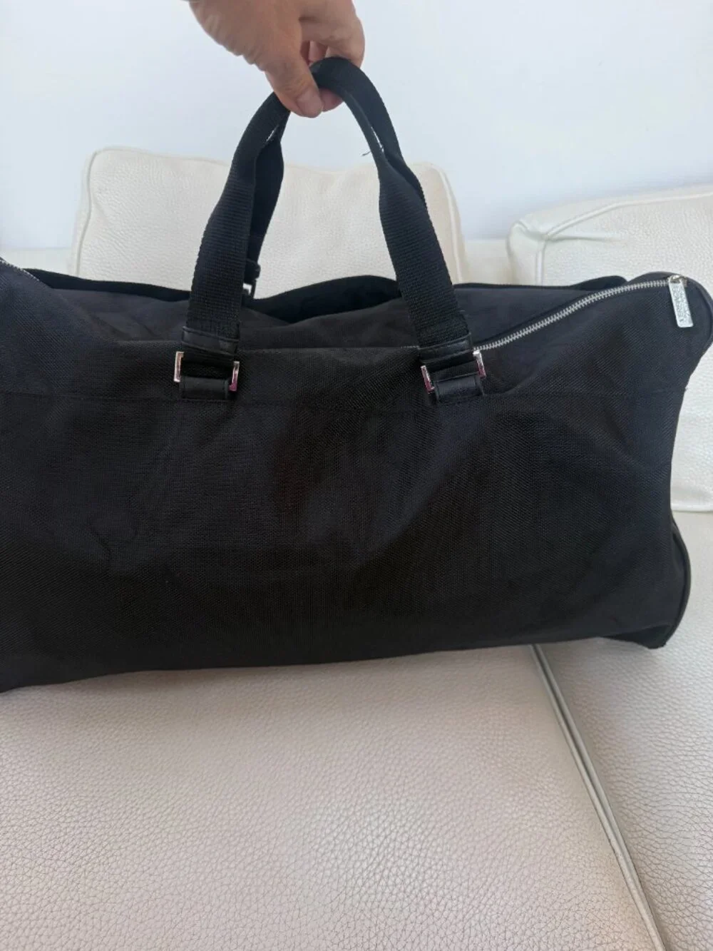 VERSACE PARFUMS BLACK NYLON DUFFLE BAG WEEKENDER TRAVEL CARRY ON NO STRAP